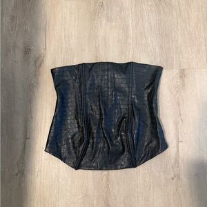 Naked Wardrobe Black Croc-Texture Top